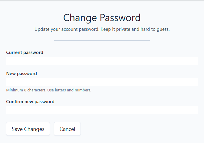 Change password form